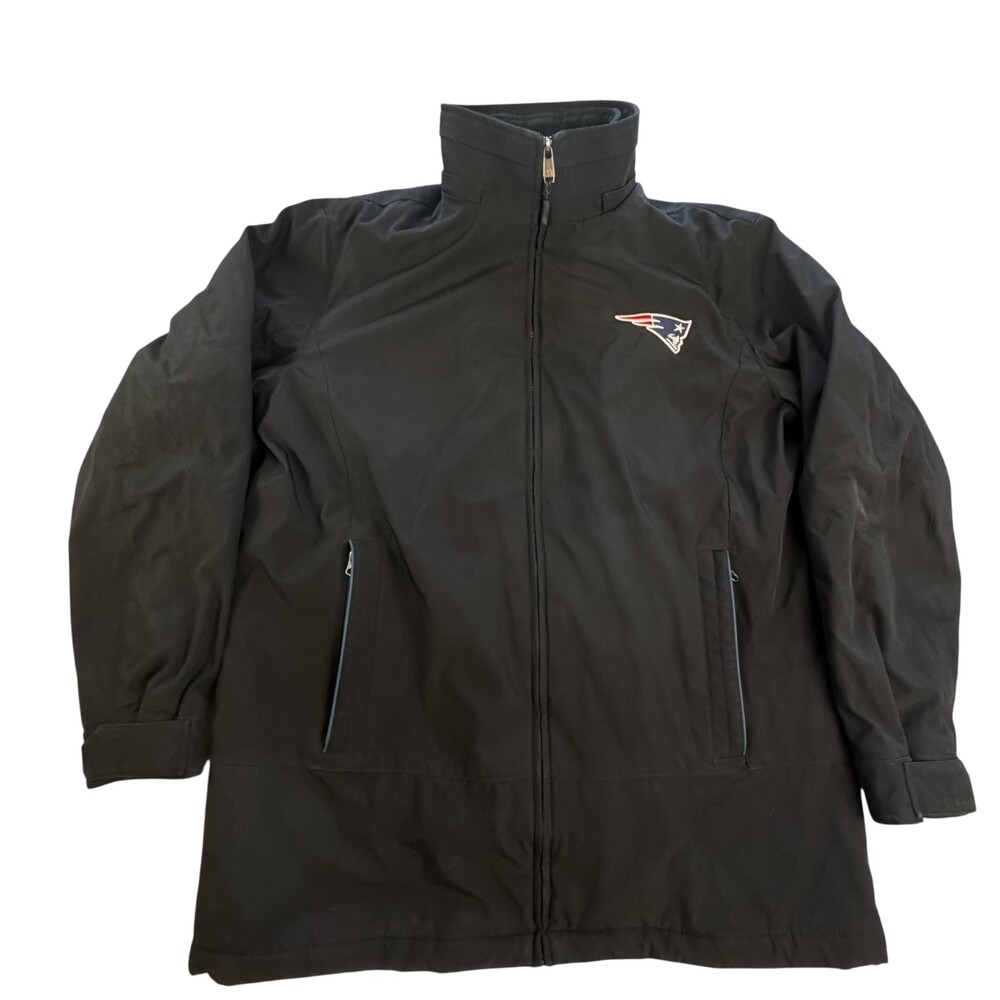 New England Patriots Jacket Mens Large Black NFL Football Weatherproof Full Zip